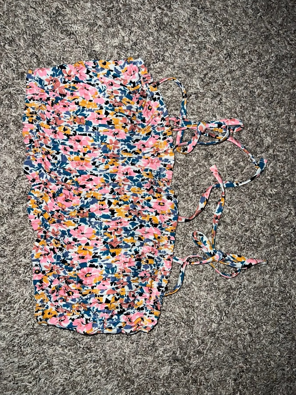 Target Floral Bikini Top in Pink, Blue, Mustard